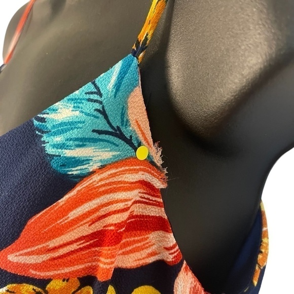 GUC Monteau floral dress, blue, orange, aqua, yellow, size Small - Picture 5 of 10